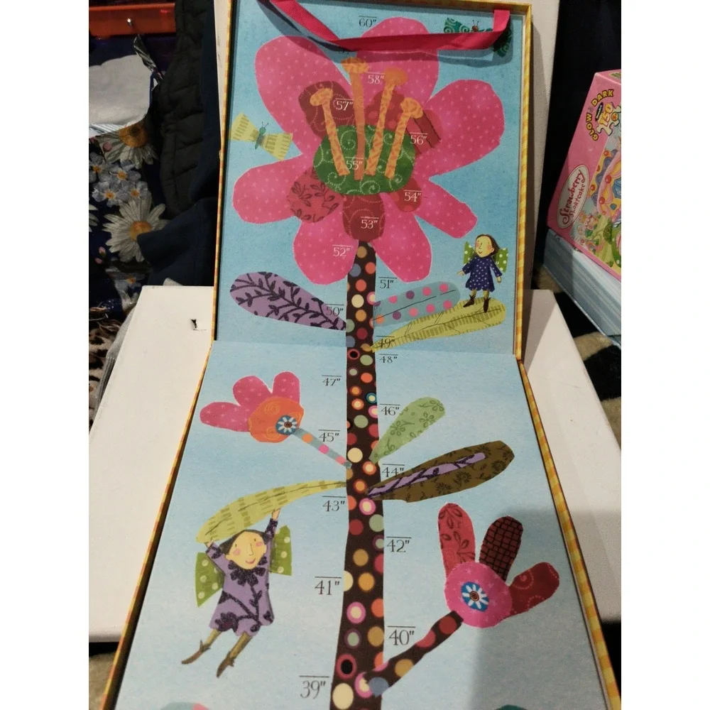 eeBoo Keepsake Hanging Growth Chart Hot Pink Flower with 19 Stickers New